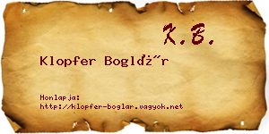 Klopfer Boglár névjegykártya